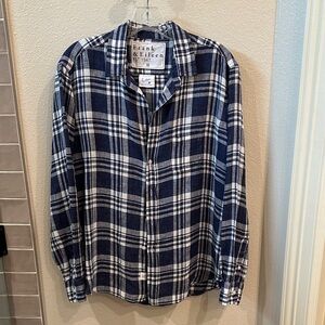 Frank & Eileen Navy and White Plaid Shirt